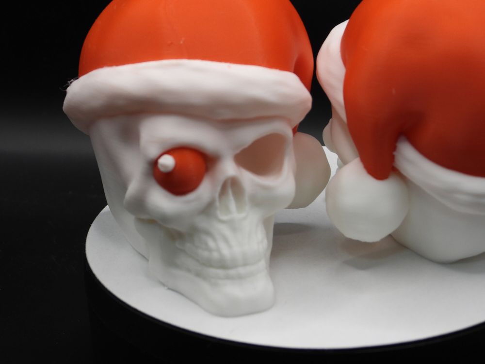 Gothic Holiday: 3D Printed Skull with Festive Ornament 2 Pac...