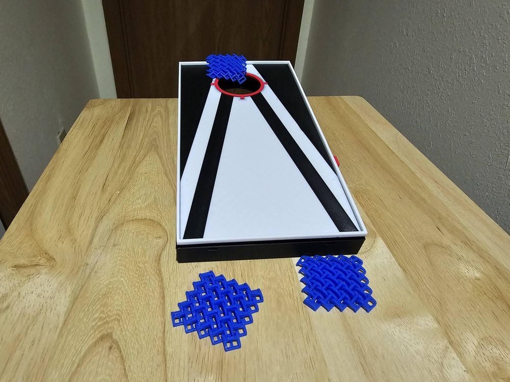 Desktop Cornhole Game: Mini Bag Launcher